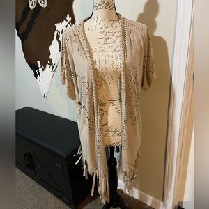 Maurices Tan Cardigan with Fringe